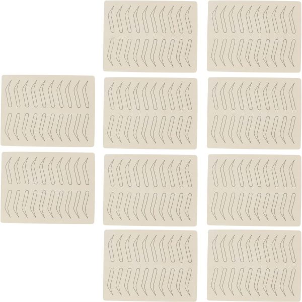 Kufoo 1mm Single Side Pattern Black Inkless Microblading Supplies, 10 PCS Microblading Practice Skin Silicon for Eyebrow Microblading Supplies Machine Parts 1mm Single