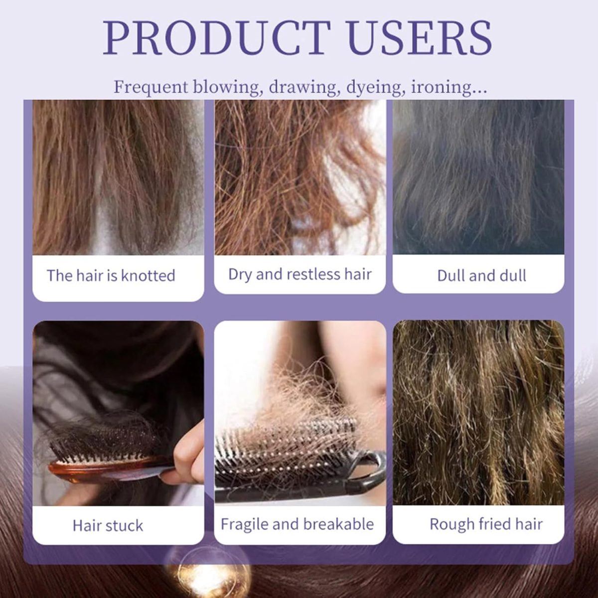⁦LBOYLOVE® Moroccan Argan Hair Oil, Purple Hair Essential Oil, Leave Hair Soft & Shiny, Deep Moisturizer, Frizz Control, Split End Repair for Dry & Damaged Hair, Hair Treatment Oil for Dry and Frizzy⁩ - الصورة ⁦5⁩