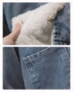 ⁦جيمي جاكيت جينز للبنات، معطف شتوي بغطاء للرأس مع بطانة من الصوف الصناعي للاطفال الصغار بتصميم سميك مزين بالترتر⁩ - الصورة ⁦5⁩