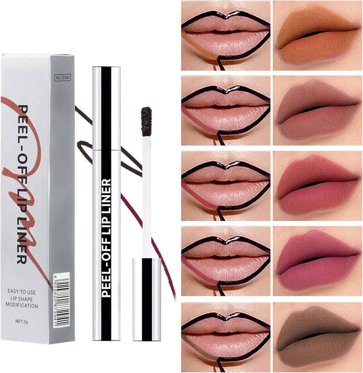 ⁦All-Day Wear Matte Peel Off Lip Stain Long Lasting Waterproof Lip Liner Highly Pigmented Non-Stick Lipstick Smudge-Proof Transfer-Proof (Mocha Smoke)⁩ - الصورة ⁦6⁩