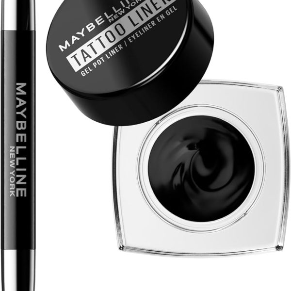 Maybelline New York Gel Eyeliner, Waterproof and Long-Lasting 2-in-1 Professional Brush, Up to 24 Hours Hold, Tattoo Liner Gel Pot, Colour: 950 Blackest Black