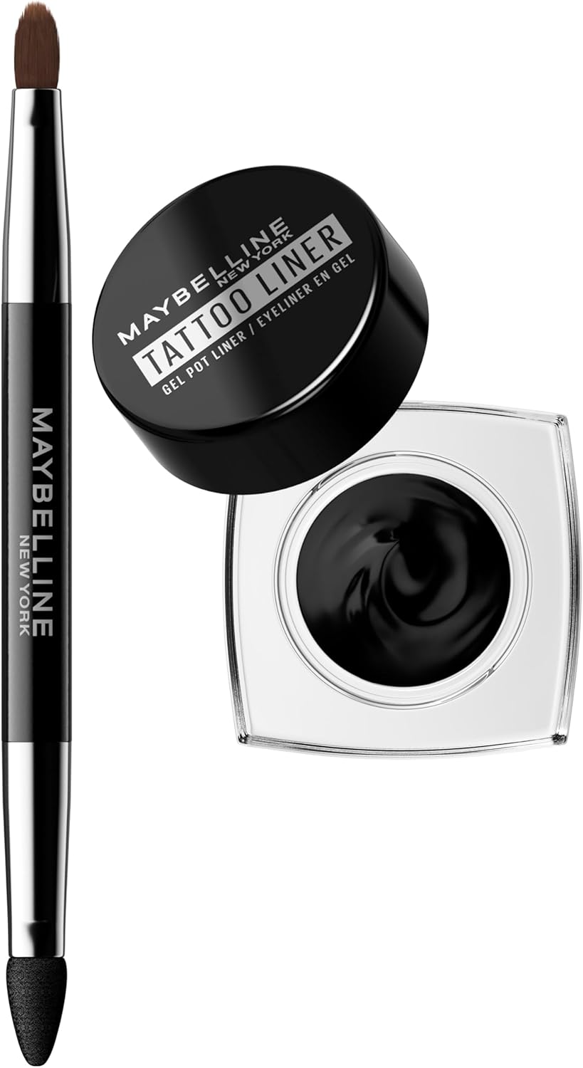 71XCg4KQjEL._AC_SL1500_.jpg Maybelline New York Gel Eyeliner, Waterproof and Long-Lasting 2-in-1 Professional Brush, Up to 24 Hours Hold, Tattoo Liner Gel Pot, Colour: 950 Blackest Black