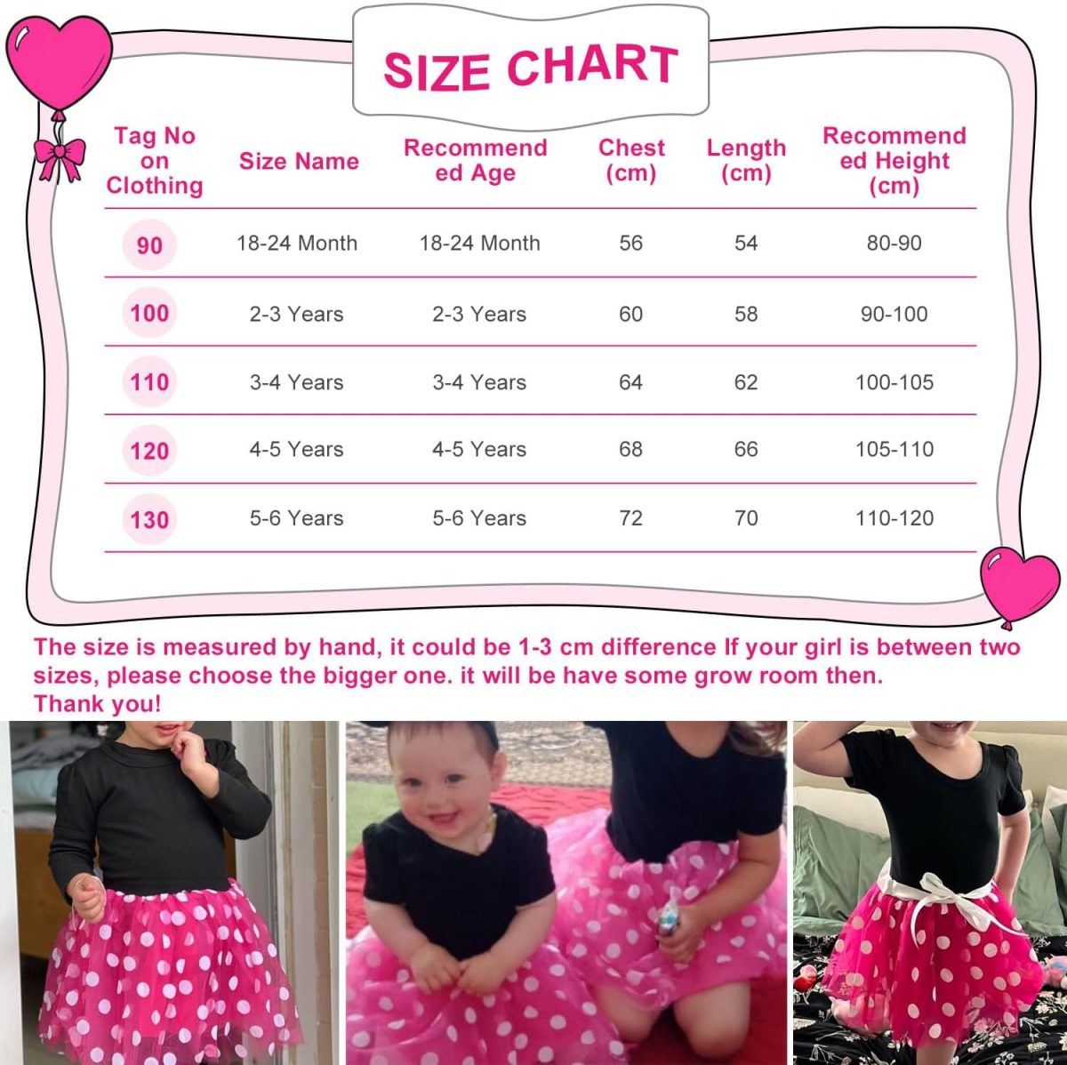 ⁦Atorcher Minnie Fancy Dress Up Costume with Mouse Ears Bowknot Hair Hoop, Gloves & Nose for Kids Girls, Halloween Birthday Party Mini Polka Dot Tutu Skirt⁩ - الصورة ⁦5⁩