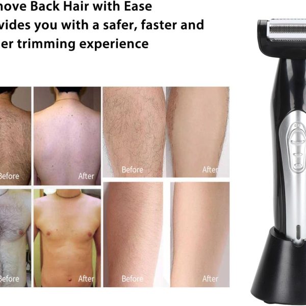 ماكينة حلاقة الظهر للرجال، ماكينة تشذيب شعر الجسم التي تصنعها بنفسك للرجال، مع مقبض طويل قابل للازالة، ماكينة حلاقة للرجال، للاستخدام الرطب والجاف