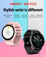 ⁦ساعة ذكية رياضية للرجال والنساء ضد الماء بخاصية مراقبة معدل ضربات القلب وتمارين اللياقة البدنية، متوافقة مع نظام اندرويد وIOS، أسود⁩ - الصورة ⁦8⁩