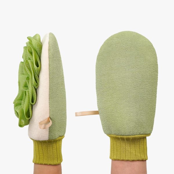 YelaJoy Deep Exfoliating Glove for Shower, Double-Sided Exfoliating Mitt,Massage Body Scrub Gloves for Home Spa, Eco Friendly loofah Sponge, Dead Skin Remover & Body Scrubber Exfoliator (Green)