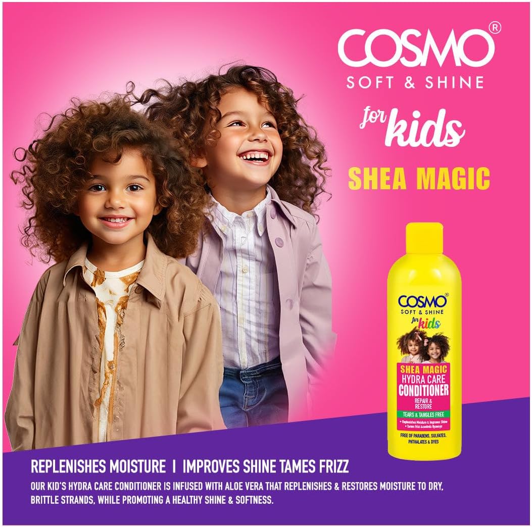 71ZFcmmpMRL._AC_SL1200_.jpg Cosmo Hair Care For Kids Soft & Shine Shea Magic Hydra Care Conditioner 480ml - 16.2 fl.oz, Repair & Restore, Free From Tears, Tangles, Parabens, Silicons & Dyes - الصورة 2