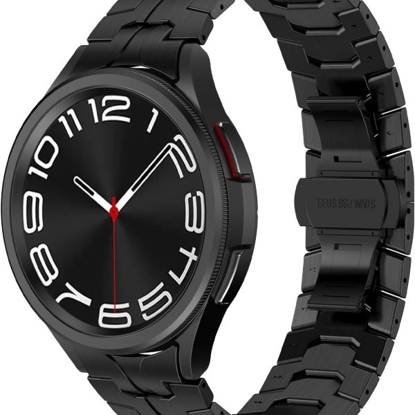 XMUXI Compatible with Samsung Galaxy Watch 6 Classic Band 43mm 47mm, No Gaps Galaxy Watch 5 Pro 45mm Galaxy Watch 7/6/5/4 40mm 44mm Samsung Watch 4 Classic Stainless Steel Metal Band