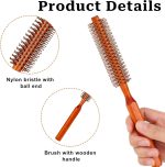 ⁦Aputue Quiff Roller Brush, 2 Pack Small Round Brush with 8 Rows Nylon Bristles, Detachable Handle Hair Roller Brush for Blow Drying, Styling Bangs and Creating Volume Curls for Women and Men⁩ - الصورة ⁦3⁩