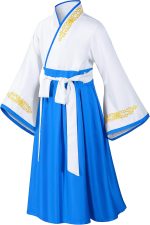 ⁦Asian Traditional Dress Kimono Robe for Kids Girls Costume Silk Folding Fans hairstick Cosplay⁩ - الصورة ⁦5⁩