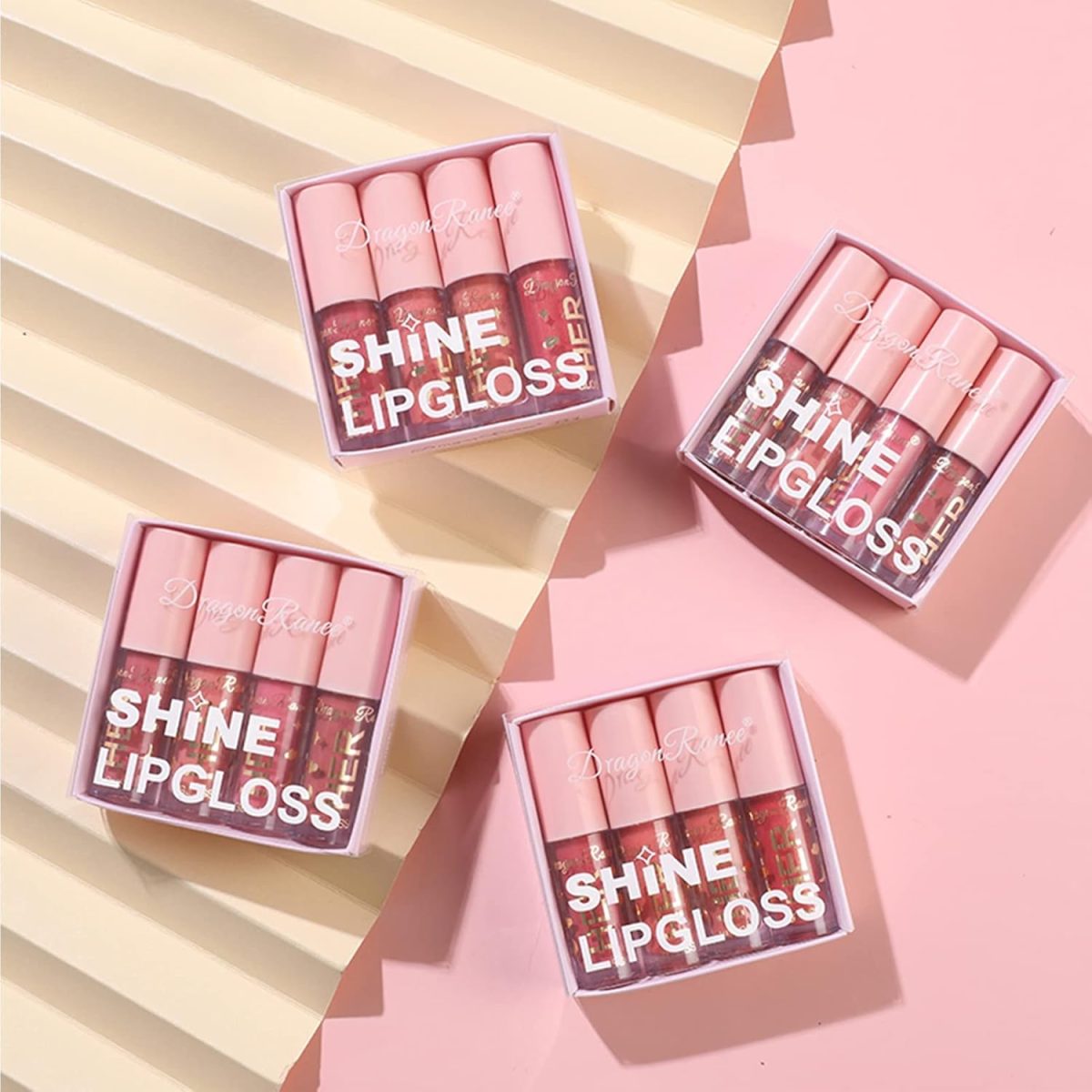 ⁦Azonee 8 Pcs Shimmer Lip Gloss Crystal Jelly Liquid Lipstick Set Moisturizing Hydrating Long Lasting Lip Gel With Pink Box (A&B)⁩ - الصورة ⁦6⁩