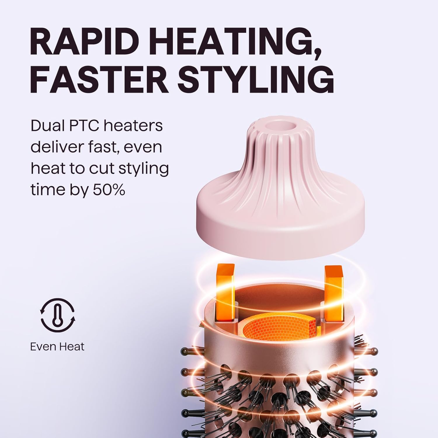 71aWCLwCAJL._AC_SL1500_.jpg فرشاة حرارية دائرية لمظهر البلو اوت بوست بجهد مزدوج، سيراميك التورمالين، تقنية الأيونات السالبة، 5 إعدادات لدرجة الحرارة، ضرر أقل من ويف توك، ساكورا بينك، 3.8 سم - الصورة 6