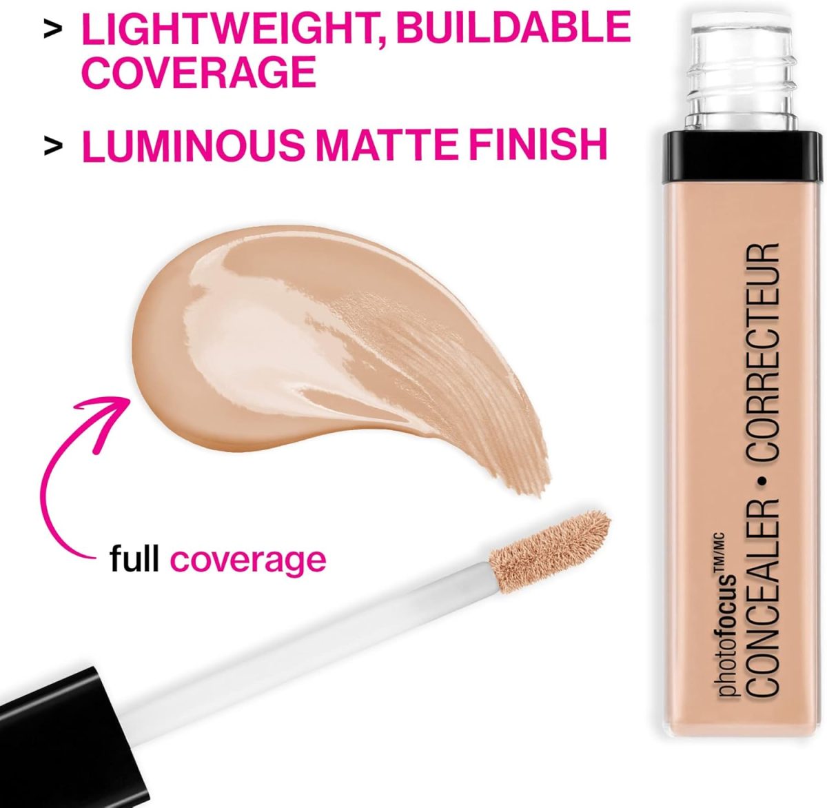 ⁦wet n wild Photo Focus Concealer, Light Honey, Under Eyes, Makeup, Blemish, Full Coverage, Lightweight⁩ - الصورة ⁦3⁩