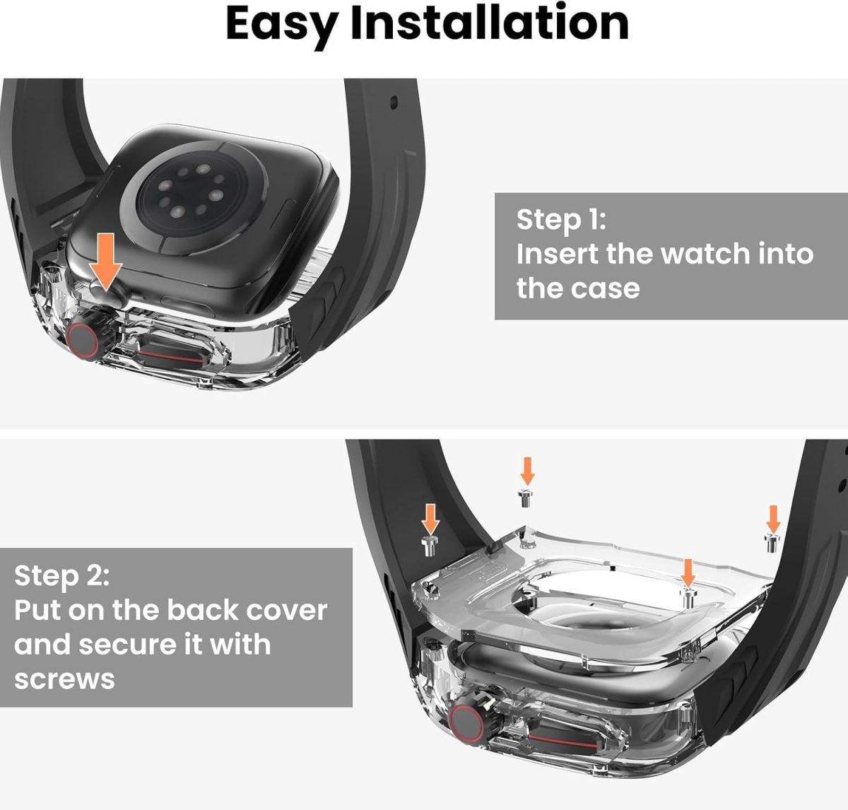 ⁦Rugged Case & Band for Apple Watch 46mm - Shockproof TPU Strap with PC Bumper, Compatible with Ultra 2/Series 10/9/8/7/6/SE/5/4 (Men/Women)⁩ - الصورة ⁦5⁩