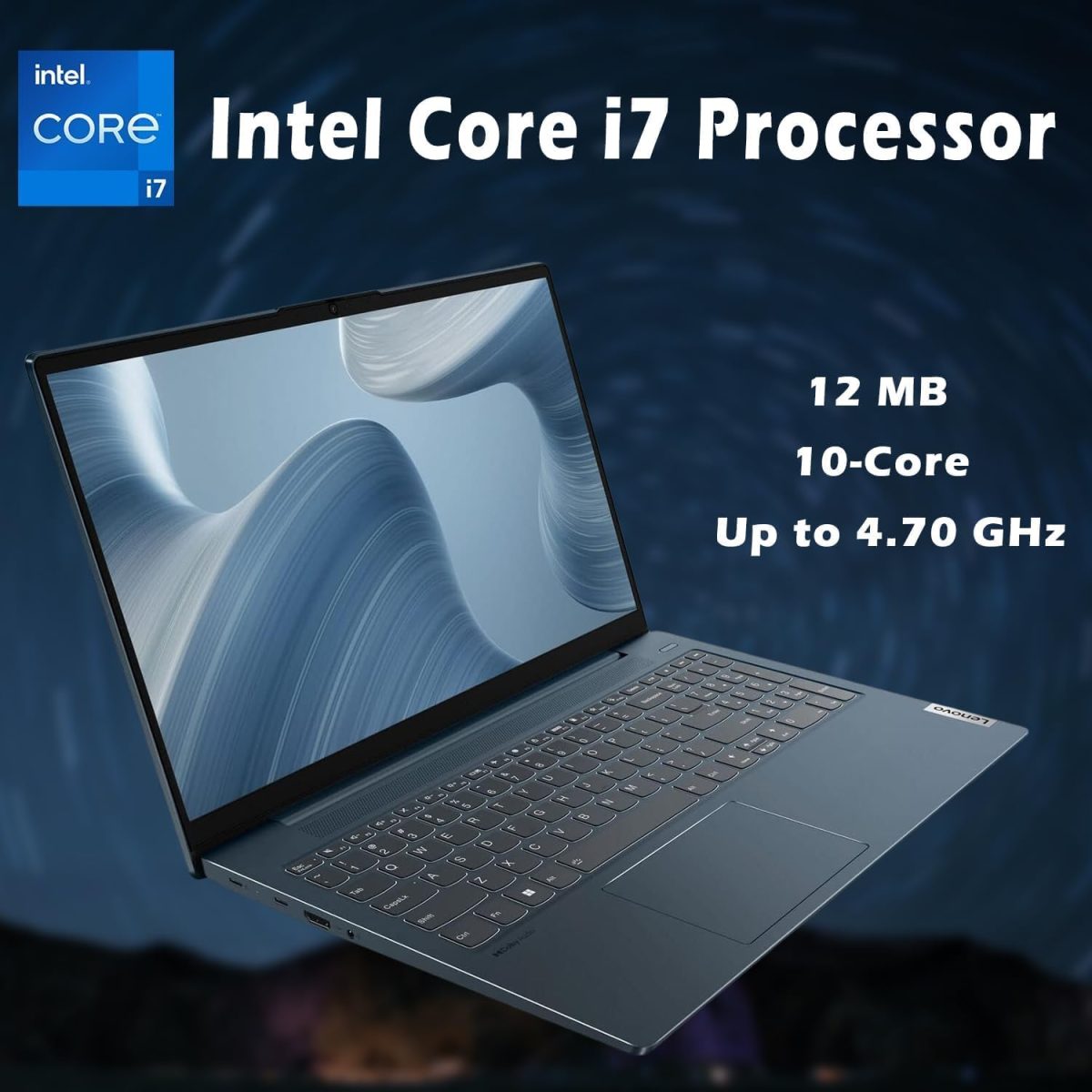 ⁦Lenovo IdeaPad 5 Laptop, 10-cores Intel Core 7 150U, 16" WUXGA (1920x1200) IPS Display, Slim Business Laptop, FHD Webcam, Windows 11 Home, w/Office 365 (16GB RAM | 1TB PCIe SSD)⁩ - الصورة ⁦3⁩