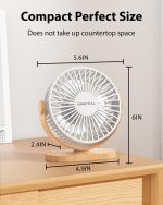 ⁦SWEETFULL Desk Fan, Small USB Desk Fan Silent, 3 Speeds Portable Personal Desktop Fan, Dual 360 Adjustment Mini Fan, Quiet Operation for Home,Office,School and Outdoor (White)⁩ - الصورة ⁦5⁩