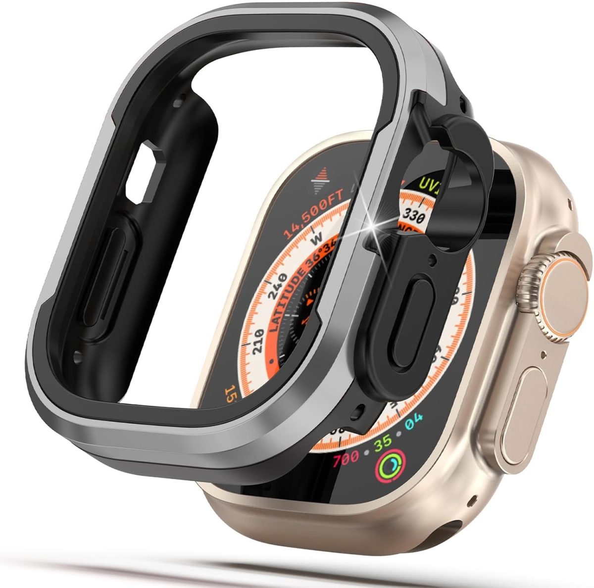 KASTWAVE Matte Metal Case Compatible with Apple Watch Ultra 49mm, Dual-Layer Design, Max Anti-Scratch & Military-Grade Protective Bumper, Watch Case for iWatch 49mm