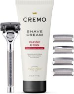 Cremo Original Shave Gift Set for Men, includes Impossibly-Slick 6 oz Shaving Cream, Chrome Barber Grade Razors for Men and four Razor Blades Refills