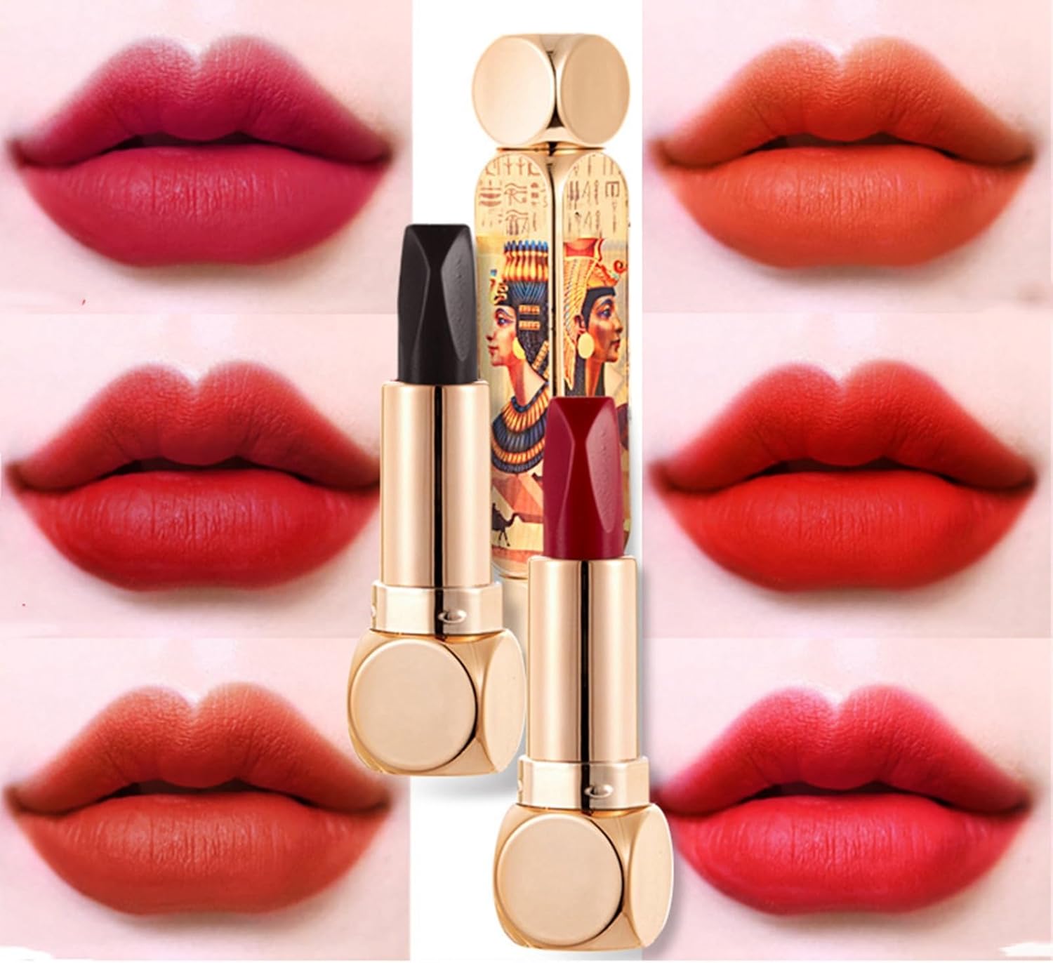 71cp13AaCxL._AC_SL1500_.jpg احمر شفاه مزدوج الراس يدوم طويلا ورائع، احمر شفاه انيق 6 الوان، احمر شفاه مزدوج الراس مات ملون سهل الازالة، لمحبي المكياج - الصورة 2