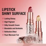 ⁦احمر شفاه بيرل لامع بلون زهري عالي التاثير، احمر شفاه مرطب ناعم وخفيف الوزن، احمر شفاه لامع ماسي مقاوم للماء ويدوم طويلا للنساء⁩ - الصورة ⁦2⁩