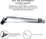 ⁦Taconic Shave's Heavyweight Chrome razor - Compatible with Gillette Sensor Blades - One Sensor Razor Blade Included⁩ - الصورة ⁦7⁩