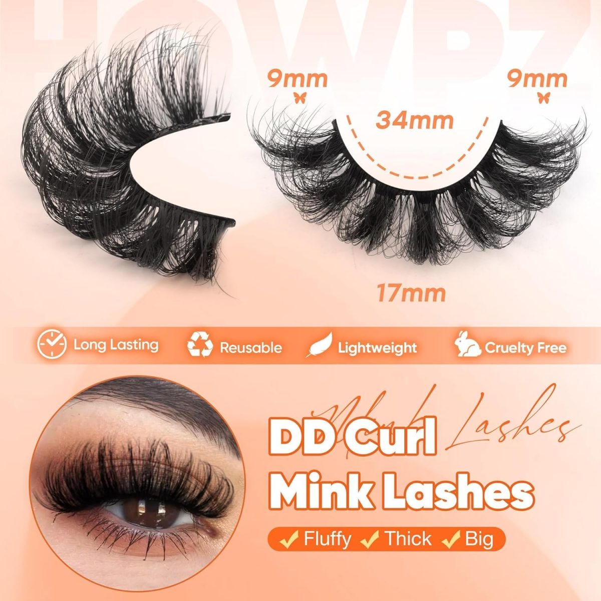 ⁦Tazweeq 7 Pairs Fluff False Eyelashes, 20mm Faux Mink Lashes, Natural Faux Mink Eyelashes Natural Look Cat Eye Volume Eye Lashes⁩ - الصورة ⁦2⁩