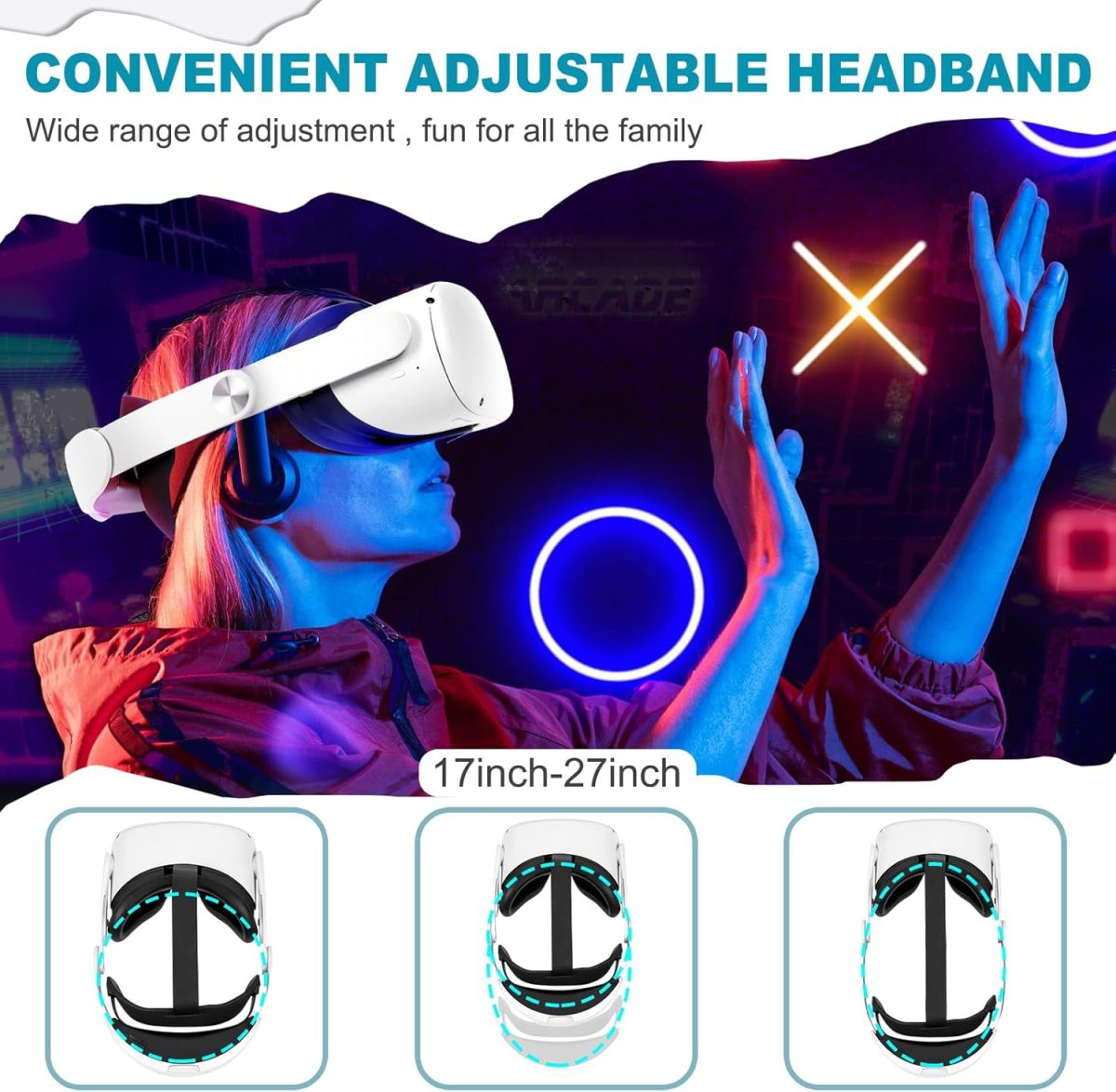 ⁦Hurra Head Strap with Battery for Oculus Quest 2, 10000mAh Fast Charging Battery Pack Extend 8H Playtime, Counter Balance Adjustable Elite Strap Replacement Accessories Enhanced Comfort Support in VR⁩ - الصورة ⁦7⁩
