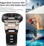 ⁦Compatible Galaxy Watch Ultra Bands 47mm for Men, Sport Band with Durable Armor Design, Silicone Rubber Strap with Stainless Steel Metal Connector, Military Rugged Galaxy Watch 7 Ultra Bands⁩ - الصورة ⁦4⁩