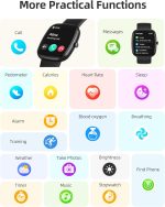 ⁦Parsonver Smart Watch for Men Women with Bluetooth Calls, 1.83" Fitness Tracker Watch 100+ Sport Modes IP68 Waterproof for Android iOS Phones with Blood Oxygen Heart Rate Sleep Monitor, Black⁩ - الصورة ⁦7⁩