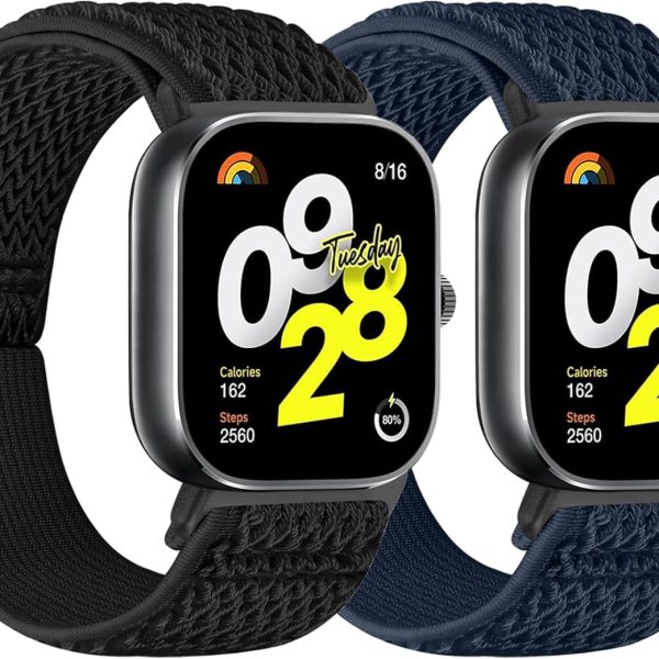 سوار ساعة رياضي مرن من النايلون متوافق مع ساعة شاومي مي باند 8 و9 برو/ريدمي ووتش 5/4، سوار ساعة رياضي بديل سريع الفك للرجال والنساء من قطعتين من ريلتينج