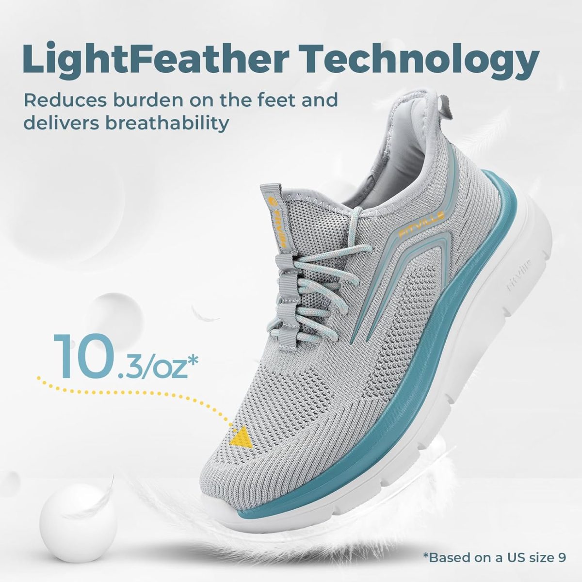 ⁦FitVille Men's Wide Walking Shoes Athletic Sneakers Lightweight Workout Slip-on Shoes for Flat Feet - Cloud Strider V1⁩ - الصورة ⁦4⁩