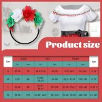 ⁦فستان مكسيكي للبنات بتصميم سينكو دي مايو وتنورة رقص فولكلوريكو تقليدية مع عقد اكليل من الزهور من جوبوكوت (للبنات، مقاس L)، البوليستر⁩ - الصورة ⁦5⁩