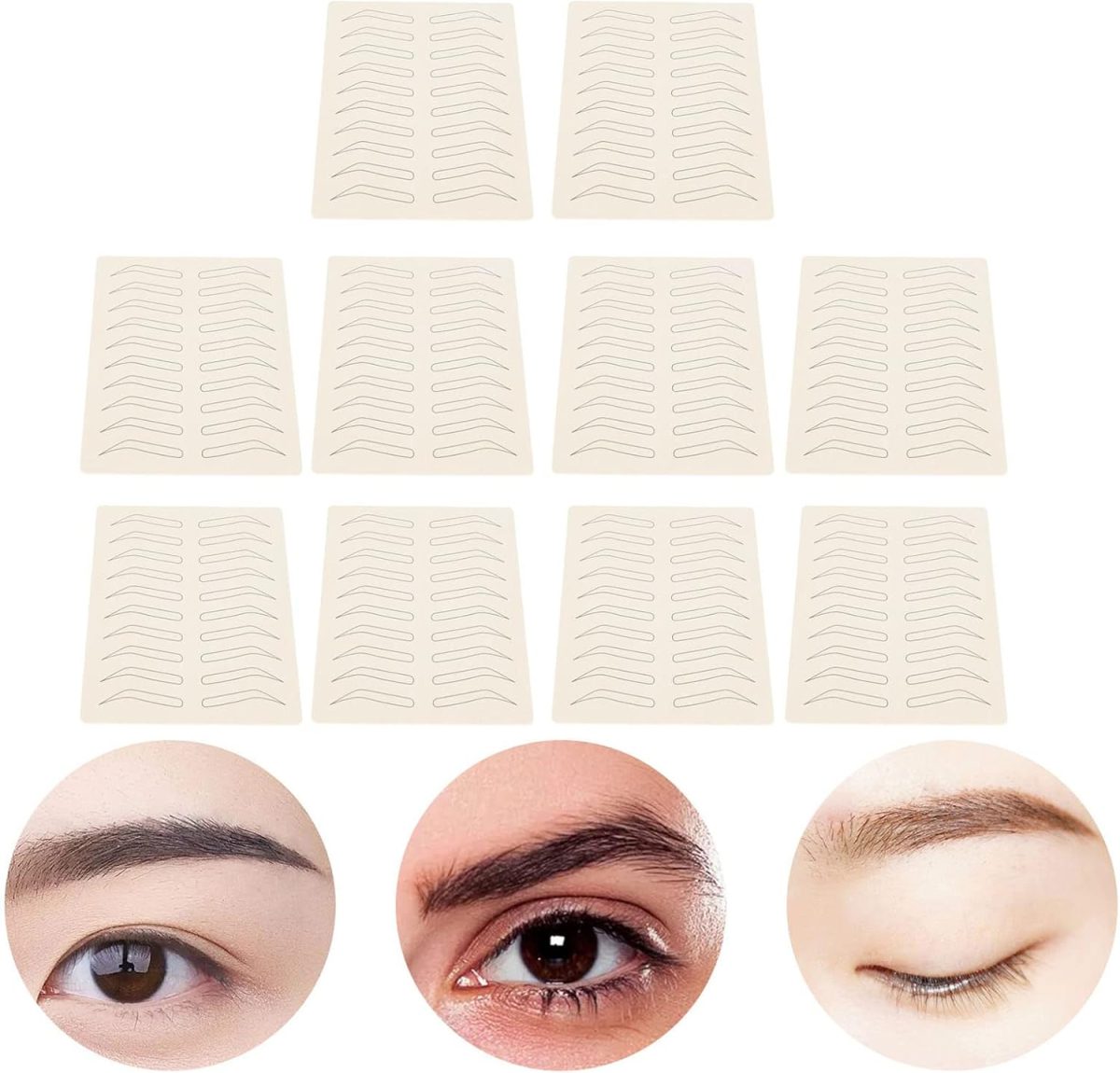 ⁦Kufoo 1mm Single Side Pattern Black Inkless Microblading Supplies, 10 PCS Microblading Practice Skin Silicon for Eyebrow Microblading Supplies Machine Parts 1mm Single⁩ - الصورة ⁦7⁩