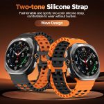 ⁦سوار سيليكون سريع الفك متوافق مع ساعة سامسونج جالكسي الترا، أساور رياضية ناعمة مزدوجة اللون قابلة للتعديل لساعة جالكسي الترا 47 ملم، سوار جيد التهوية ومقاوم للماء⁩ - الصورة ⁦2⁩