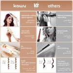 مكواة تجعيد الشعر الاوتوماتيكية من كاو اوتوماتيكية مع 4 درجات حرارة ايقاف تلقائي مضادة للحروق عصا تمويج دوارة للتشابك لتصفيف سيراميك لتقليل تلف بيج - الصورة 5