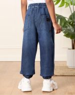 ⁦REDTAG Boys Navy Solid Pull-on Jeans⁩ - الصورة ⁦3⁩