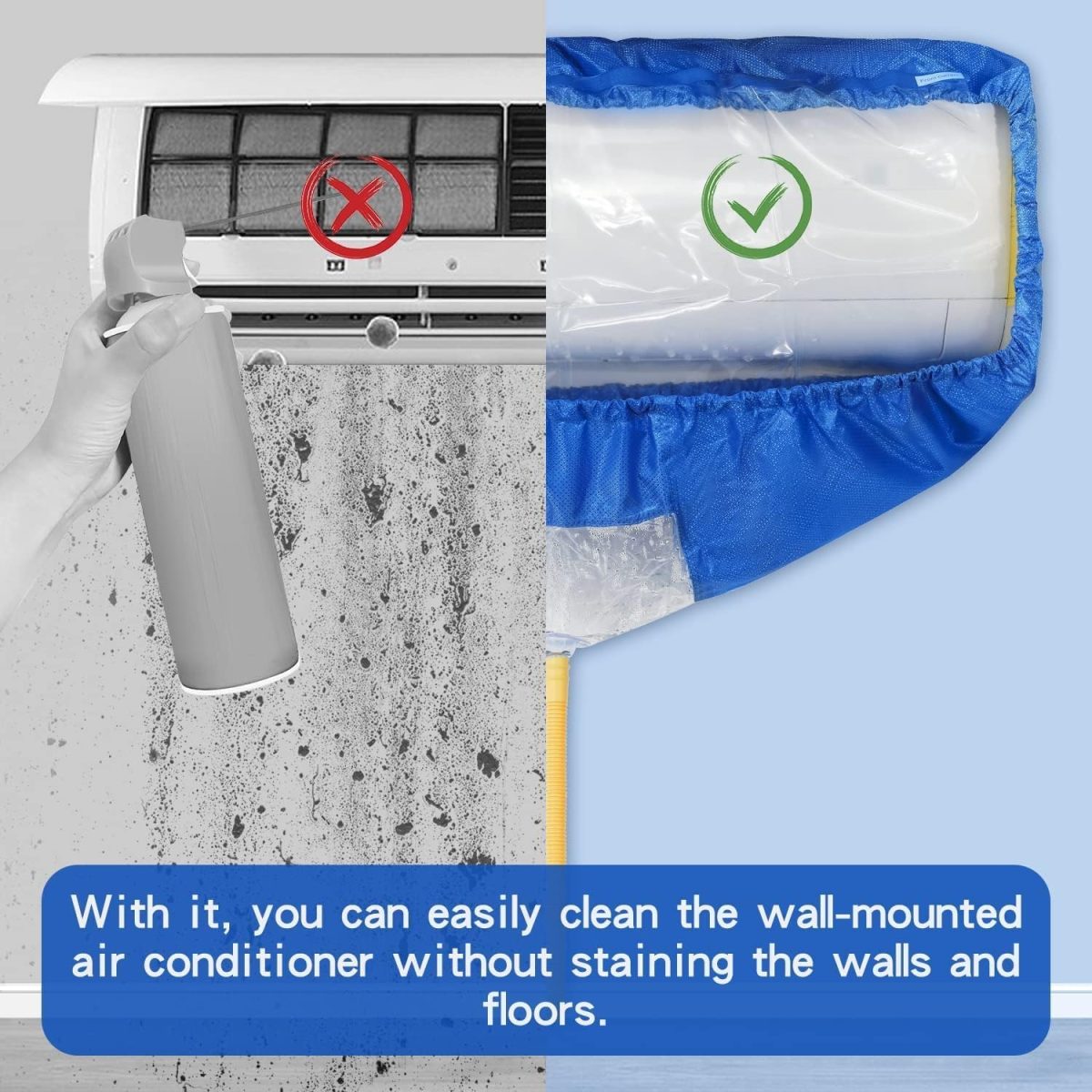 ⁦ZIMTAL Air Conditioning Cleaning Waterproof Cover with Drain Outlet, Protector Dust Washing Bag For Large Size (2P-3P) Wall Mounted AC Service with Pipe.⁩ - الصورة ⁦4⁩