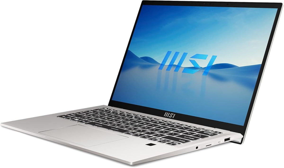 ⁦MSI Prestige 14 EVO 14” FHD+ Business Laptop: Intel Core i7-13620H, Intel Iris Xe, 32GB DDR5, 1TB NVMe SSD, Type-C, Thunderbolt 4, Win 11 Pro: Urban Silver B13M-634US⁩ - الصورة ⁦3⁩