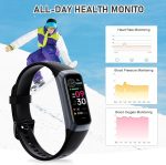 ⁦Fitness Tracker with Heart Rate Monitor, Step Counter, Sleep Monitor Calorie Tracking, Activity Tracker with 1.1" AMOLED Touch Color Screen, Waterproof Step Tracker for Android iPhon Women Men, Black⁩ - الصورة ⁦6⁩