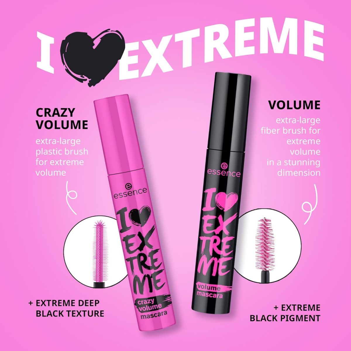 ⁦Essence i love extreme crazy volume mascara - (12ml)⁩ - الصورة ⁦3⁩