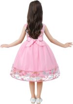 ⁦Azonee Elegant Princess Dress for Girls Age 5-6 – Light Purple Special Occasion Dress for Kids, Ideal for Birthday Party, Holiday, or Formal Events (130cm)⁩ - الصورة ⁦3⁩