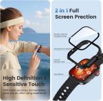 ⁦RUEKAN 2 Pack Screen Protector Case for Huawei Watch Fit 4 Pro, Hard PC Bumper Cover Built-in HD Tempered Glass Screen Protector Shell Cover (Black+Blue, Huawei Watch Fit 4 Pro)⁩ - الصورة ⁦5⁩