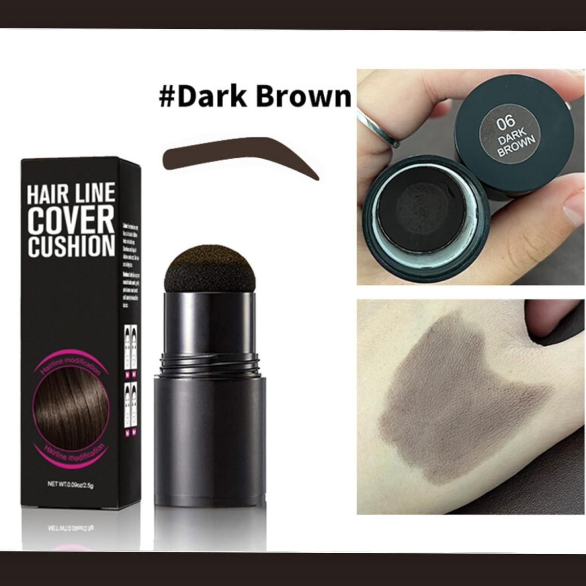 ⁦Paporich Hairline Powder,Thin Hair Root Dye Touch Up Root Touch Up Powder,Hair Powder Stick for Hairline Shadow,Windproof & Sweatproof Hairline Powder for Women & Men (Dark Brown)⁩ - الصورة ⁦2⁩