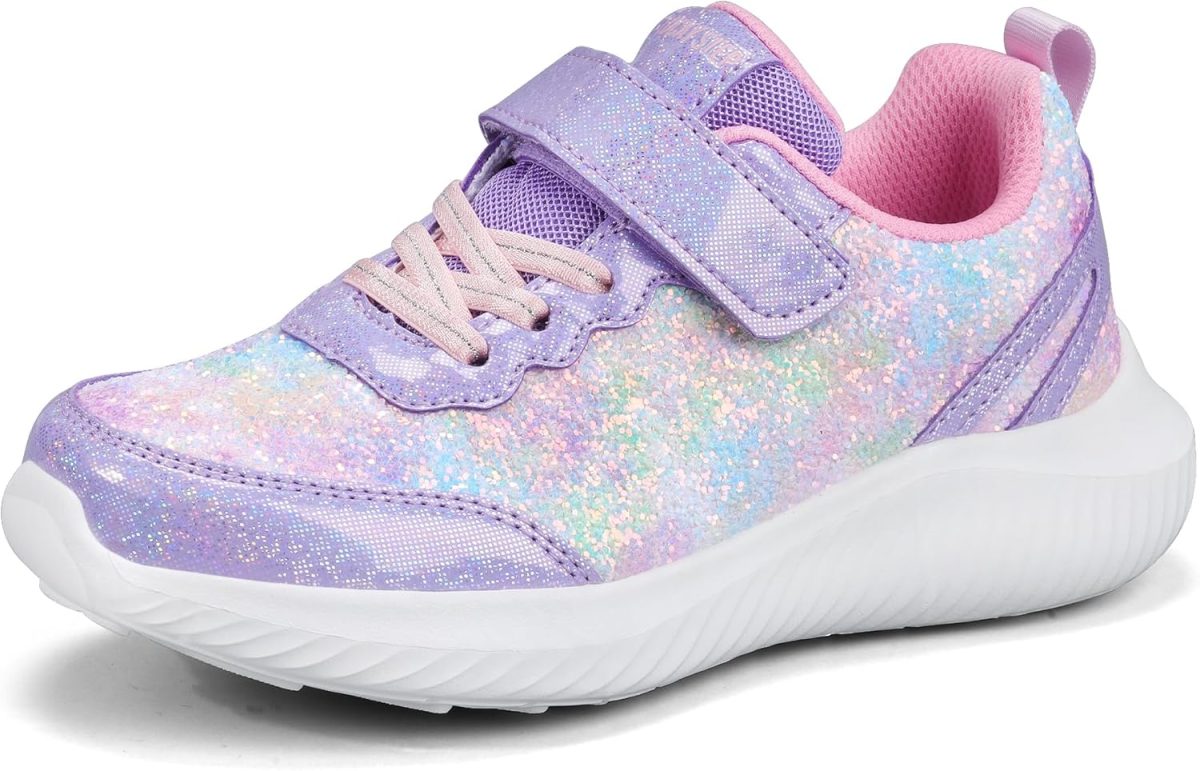 LUCKY STEP Kid's Glitter Fashion Sneakers Sparkly Princess Tennis Bling Shiny Sequins Athletic Walking School Shoes for Children/Boys/Girls