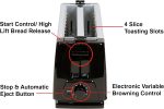 ⁦Techno Best 1300W 4 Slice Stainless Steel Electric Toaster/Efficient Breakfast Toasting/Breakfast machine with Browning control/Black Grey/BET-02S⁩ - الصورة ⁦2⁩