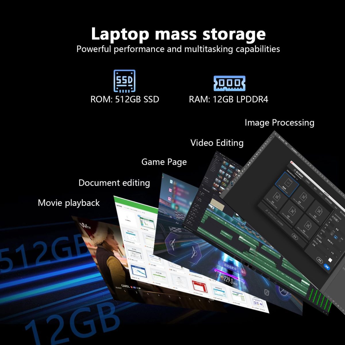 ⁦Laptop Gaming,with Backlit Keyboard-Core Laptop i3 (2C/4T, Up to 3.2GHz), 12GB DDR4 RAM+512GB NVMe SSD, 15.6" FHD IPS 180° Viewing Angle, WiFi&Bluetooth-Aluminum Portable Laptop Computer-Metallic Grey⁩ - الصورة ⁦8⁩