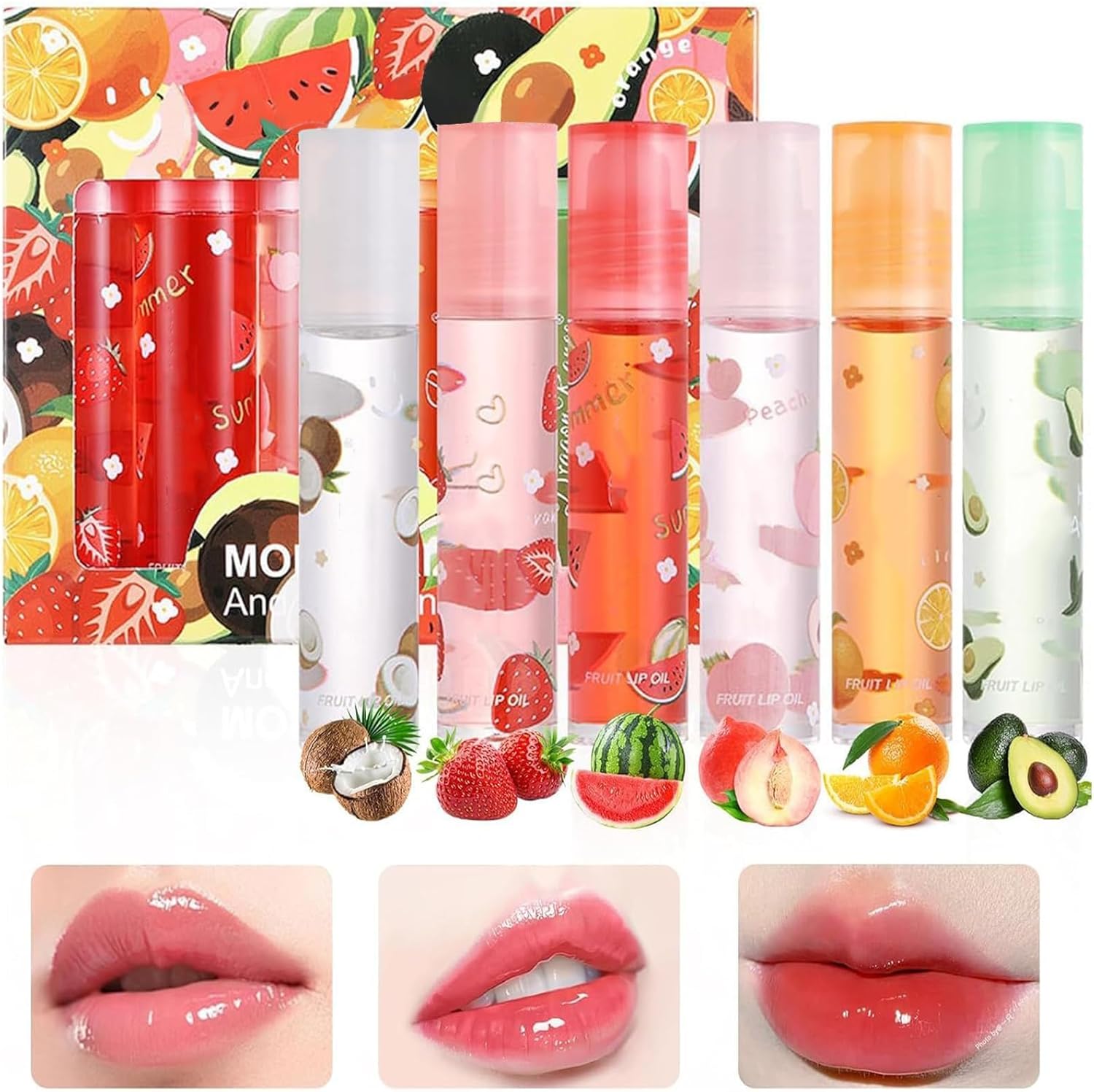 71myn8wF3ZL._AC_SL1500_.jpg مجموعة ملمع شفاه بزيت الفاكهة المرطب من لبويلوف، مجموعة ملمع شفاه مرطب، احمر شفاه سائل شفاف يدوم طويلا، نكهات فاكهية، زيت شفاه لامع، هدايا تجميل للفتيات المراهقات