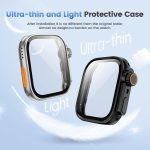 ⁦RUEKAN 2 Pack Screen Protector Case for Huawei Watch Fit 4 Pro, Hard PC Bumper Cover Built-in HD Tempered Glass Screen Protector Shell Cover (Black+Blue, Huawei Watch Fit 4 Pro)⁩ - الصورة ⁦3⁩