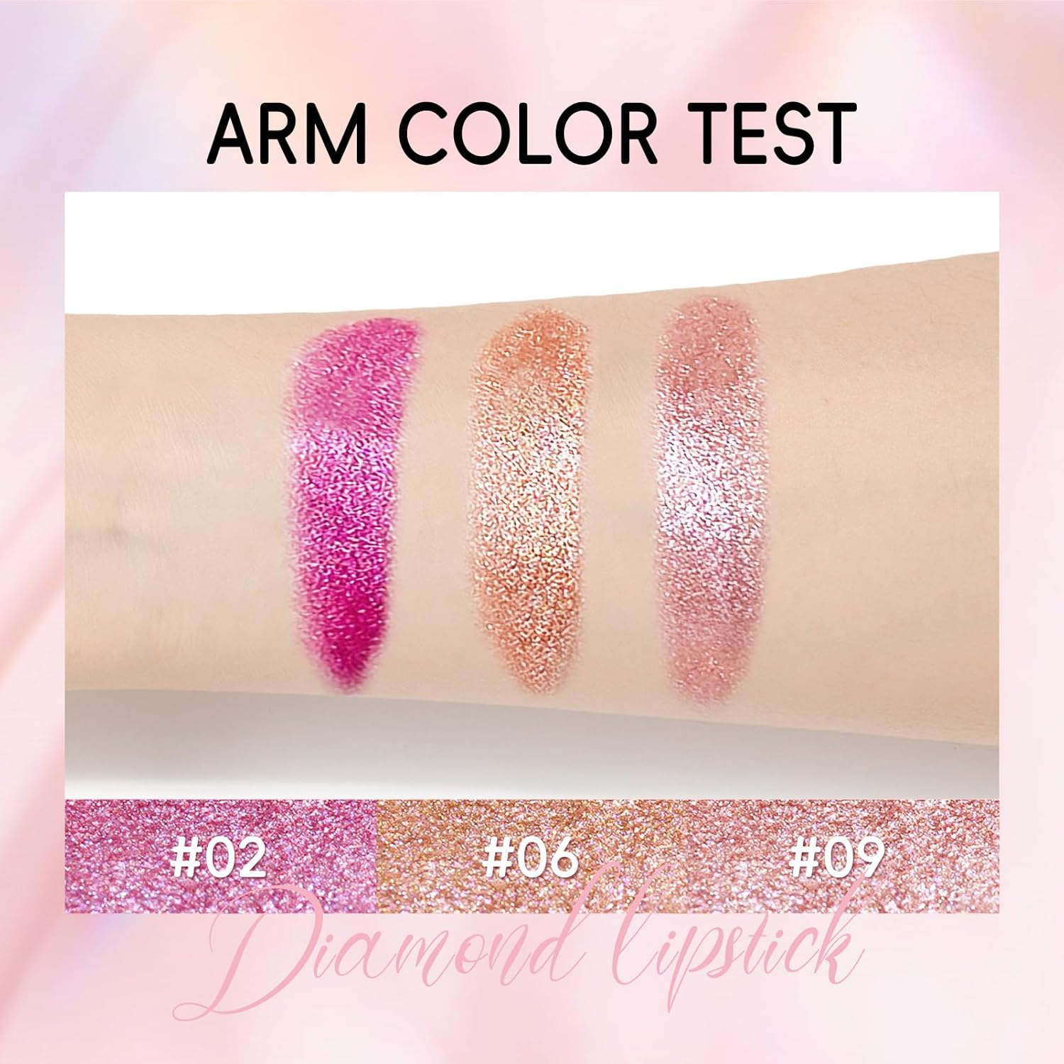 71nl69SbVFL._AC_SL1500_.jpg Metallic Lipstick Long Lasting, High Shine Glitter Diamond Creamy Lipstick Transfer Proof, Shimmer High Impact Lip Color Full Coverage Non Stick Cup Lightweight Lip Makeup for Women - الصورة 5
