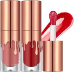 زيت شفاه ملون، مرطب عالي اللمعان نابض بالحياة، ظلال مميزة مع متعدد الاستخدامات 0.24 اونصة سائلة (#01+05، 0.25 اونصة سائلة (عبوة من قطعتين)